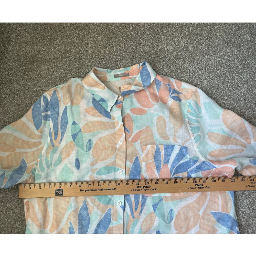 Chico's No Iron Linen Tropical Leaf Print Tunic Blouse 3/4 Sleeves 16/18 (3) - Picture 9 of 11